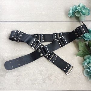 Vintage 90s Grunge Stud Belt Black Silver
